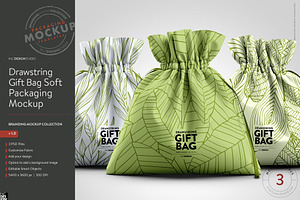 Drawstring Gift Bag Mockup