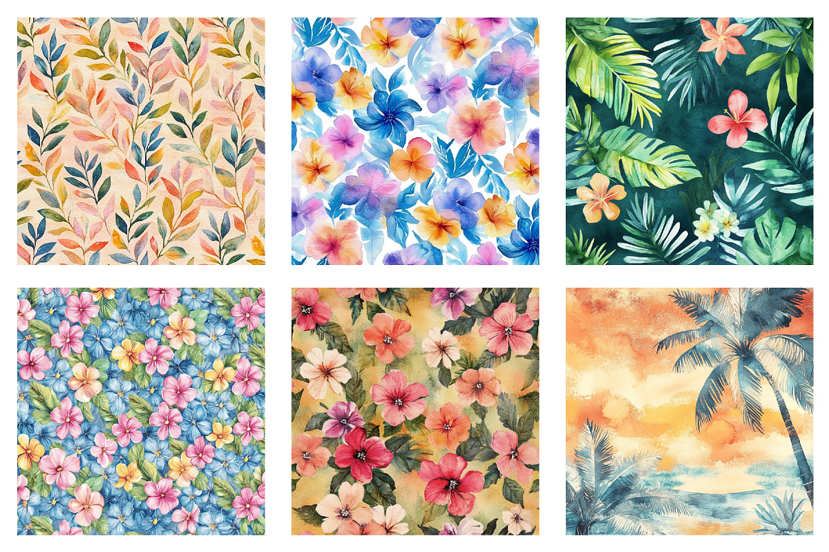 Tropical Breeze Digital Papers, an Illustration by SinaCreation (Photo 4 of 5)