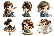 Watercolor Retro Girl Clipart, an Illustration by Daily.Designs (Thumbnail 3 of 5)