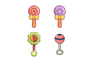 Baby Toy Icon Set, Cartoon Style