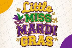 Glitter Little Miss Mardi Gras PNG, an Illustration by DreamCafeArt