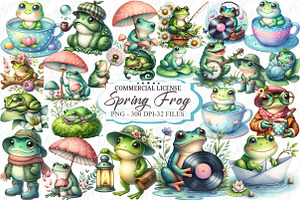 Spring Green Frog Pond Clipart, a Graphic by designcity5