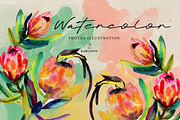 Watercolor Flowers and bird, a Decorative Illustration by Karliefie (Thumbnail 1 of 2)