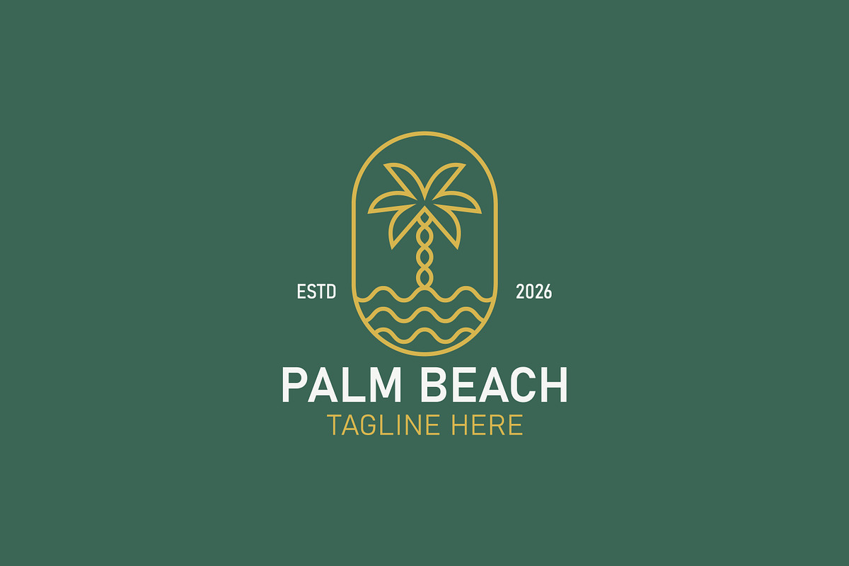 Palm beach logo palm tree sea waves, a Branding & Logo Template by Signatoro (Photo 1 of 3)