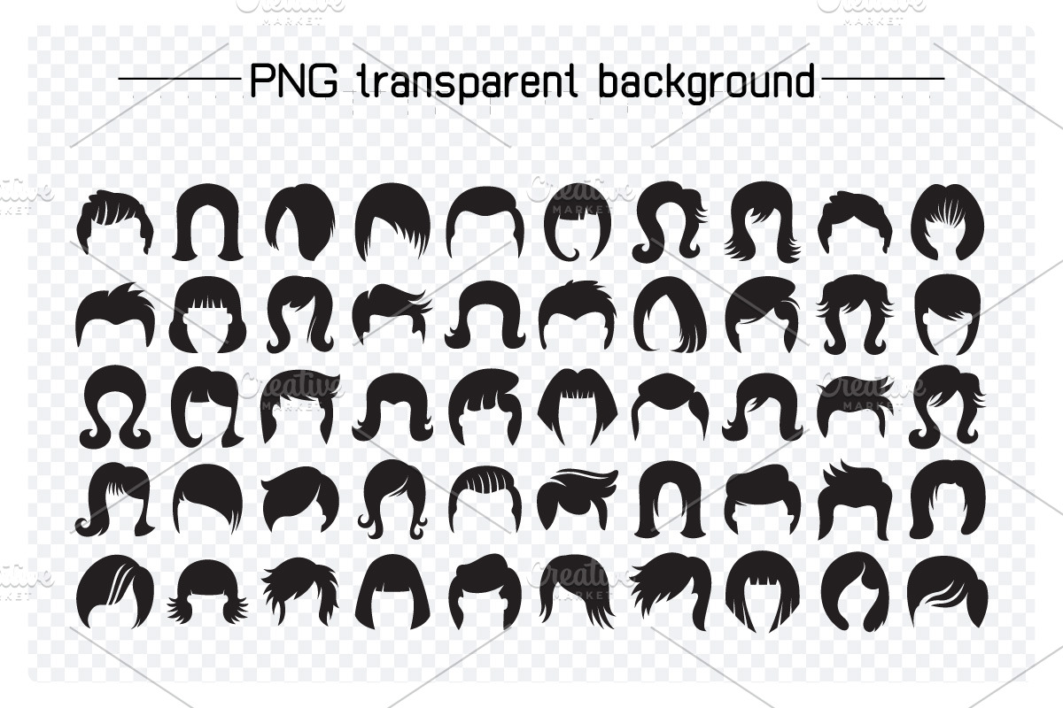 Hairstyle and Wig Illustrations Set, an Illustration by Designfour (Photo 3 of 7)