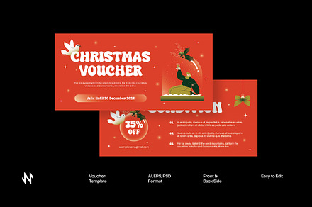 Red Gradient Christmas Voucher, a Card Template by Neermana