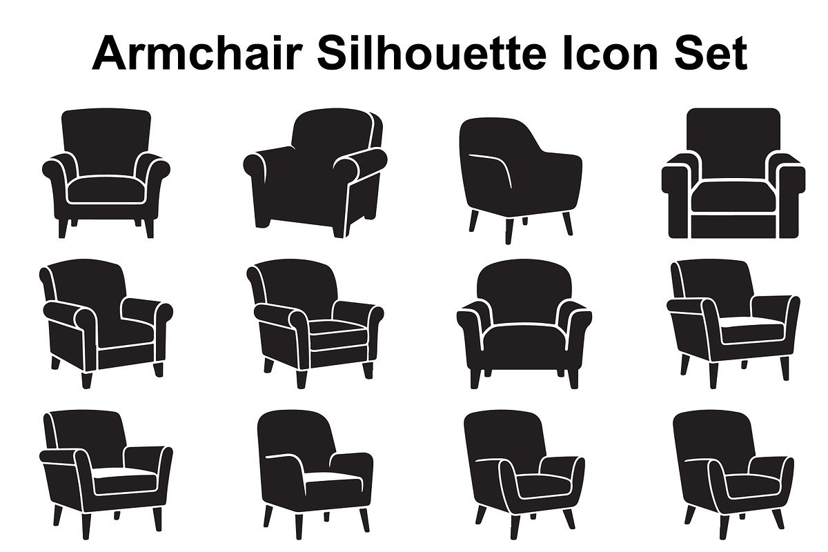 Elegant Lounge Chair Silhouette Set, an Object Graphic by Designs_River (Photo 1 of 4)