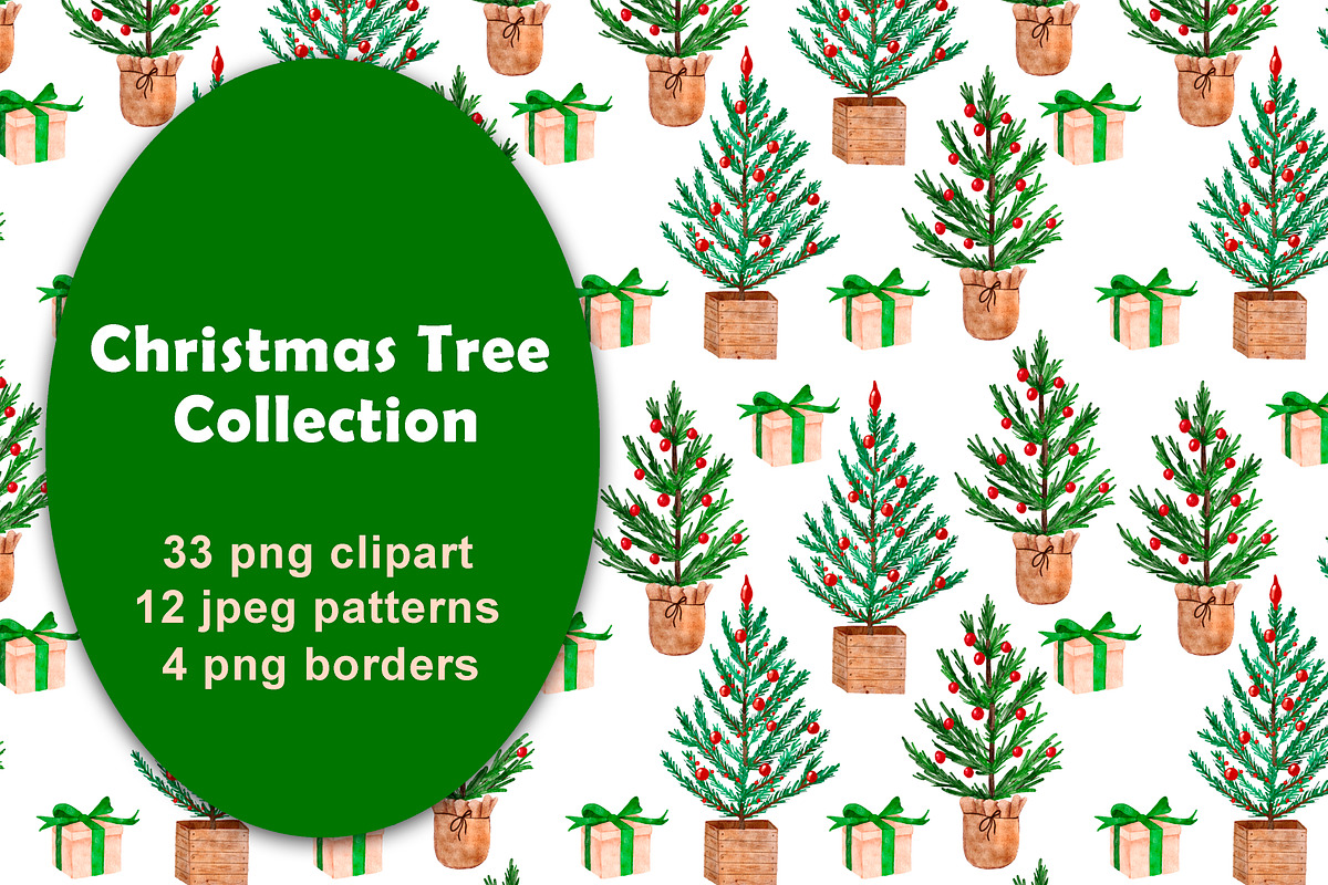 Christmas Tree Clipart & Patterns, a Pattern Graphic by Lagmar Design (Photo 1 of 13)