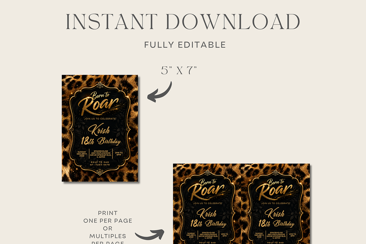 Leopard Print Birthday Invitation, an Invitation Template by InvitingStorys (Photo 9 of 11)