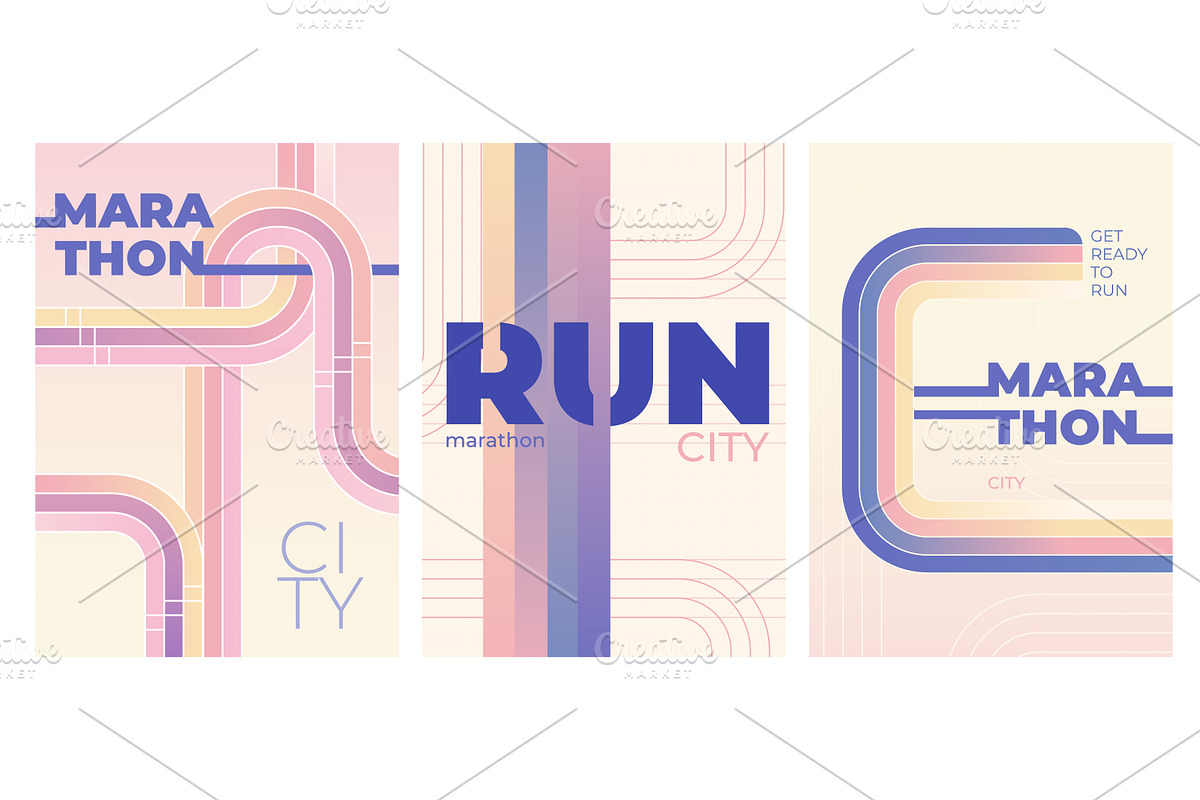 City marathon posters set with, an Illustration by art PVP - market