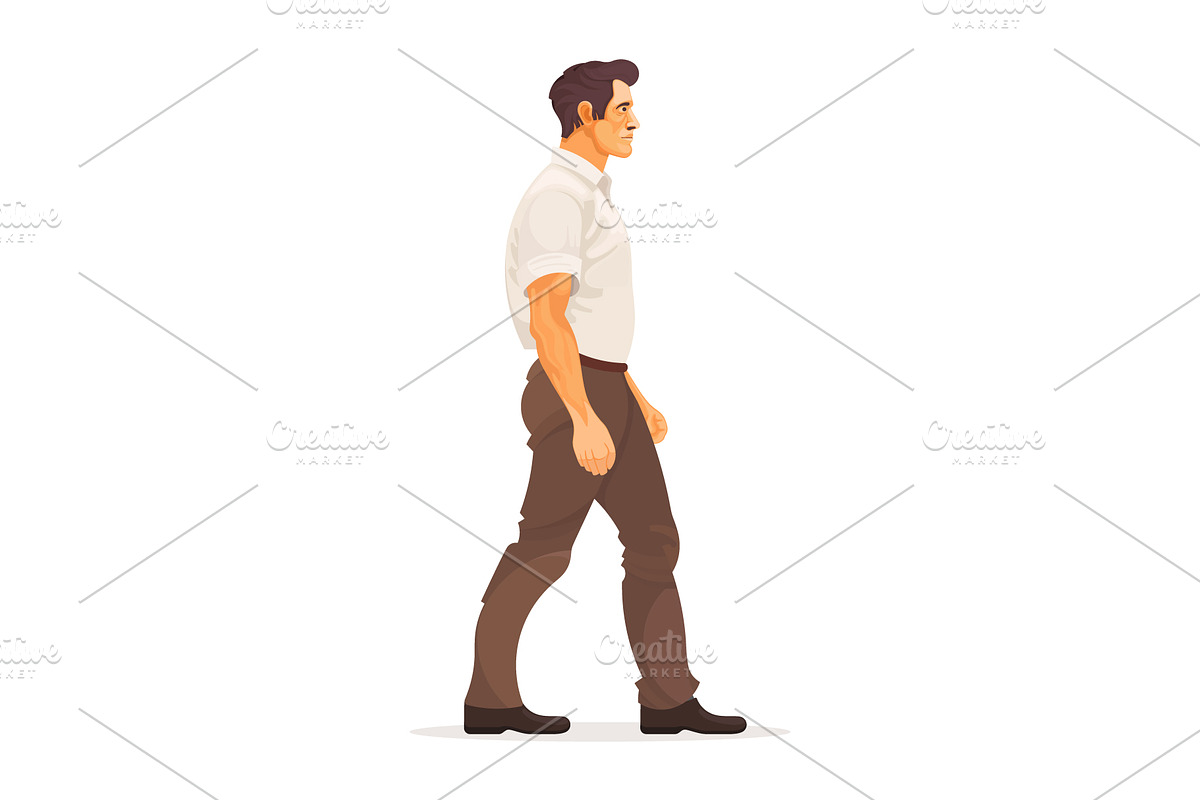 Adult male walking in side profile, a Person Illustration by Yayasya