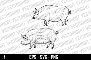 Set of illustrations of a pig svg, an Animal Illustration by Vectorhight