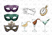 Art Deco Watercolor Clipart, a Decorative Illustration by Phantasia Design (Thumbnail 5 of 6)