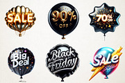 Black Friday Balloons PNG Collection, an Illustration by RobertsArt (Thumbnail 6 of 7)
