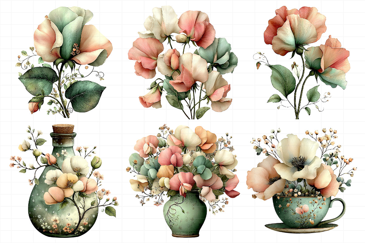 Spring Sweet Peas Flower Clipart, an Illustration by Daily.Designs (Photo 6 of 8)