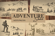 Adventure sketch vector set., an Animal Illustration by bioraven (Thumbnail 1 of 10)