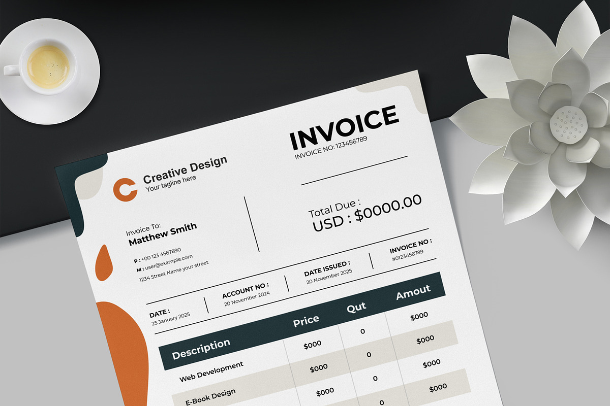 Invoice Template, a Stationery Template by MightyDesign (Photo 4 of 8)