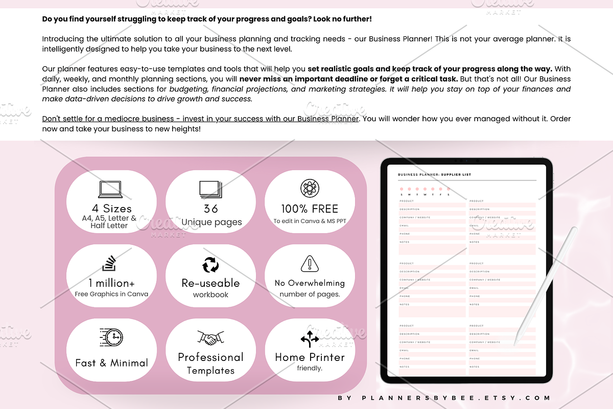 Start-Up / Small Business Planner, a Print Template by PlannersByBee (Photo 4 of 6)