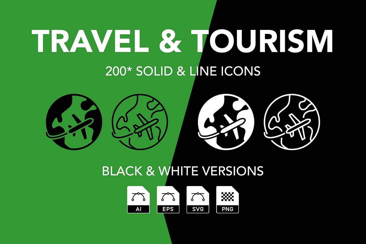 200 Travel and Tourism Icon Set, an Icon by Genestro Shop (Photo 1 of 5)