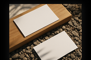 Business Card Mockup On Wood Mockup
