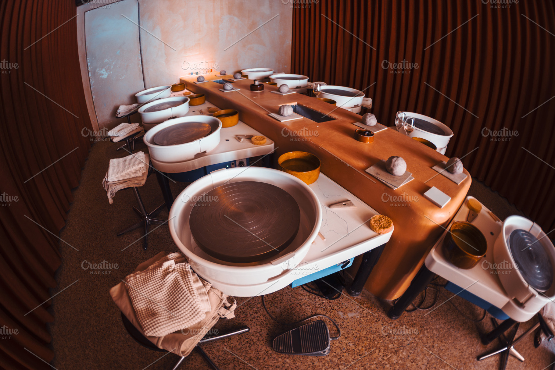Pottery Wheels Ready for Class, a School & Education Photo by SkyNext