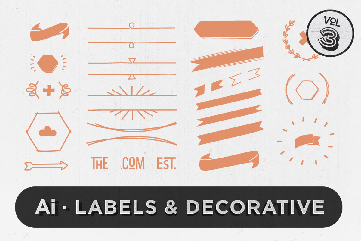 Labels & Decorative Vectors Vol.3