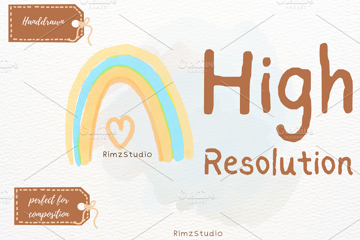Boho rainbow hand drawn pastel, a Seasonal Illustration by RimzStudio (Photo 3 of 4)
