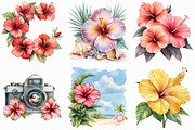 Hibiscus Beach Vacation Clipart, an Illustration by Craft Nest (Thumbnail 3 of 6)