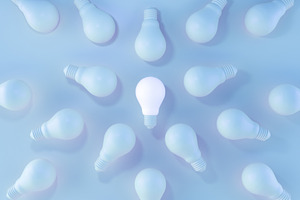 Glowing Light Bulb white.