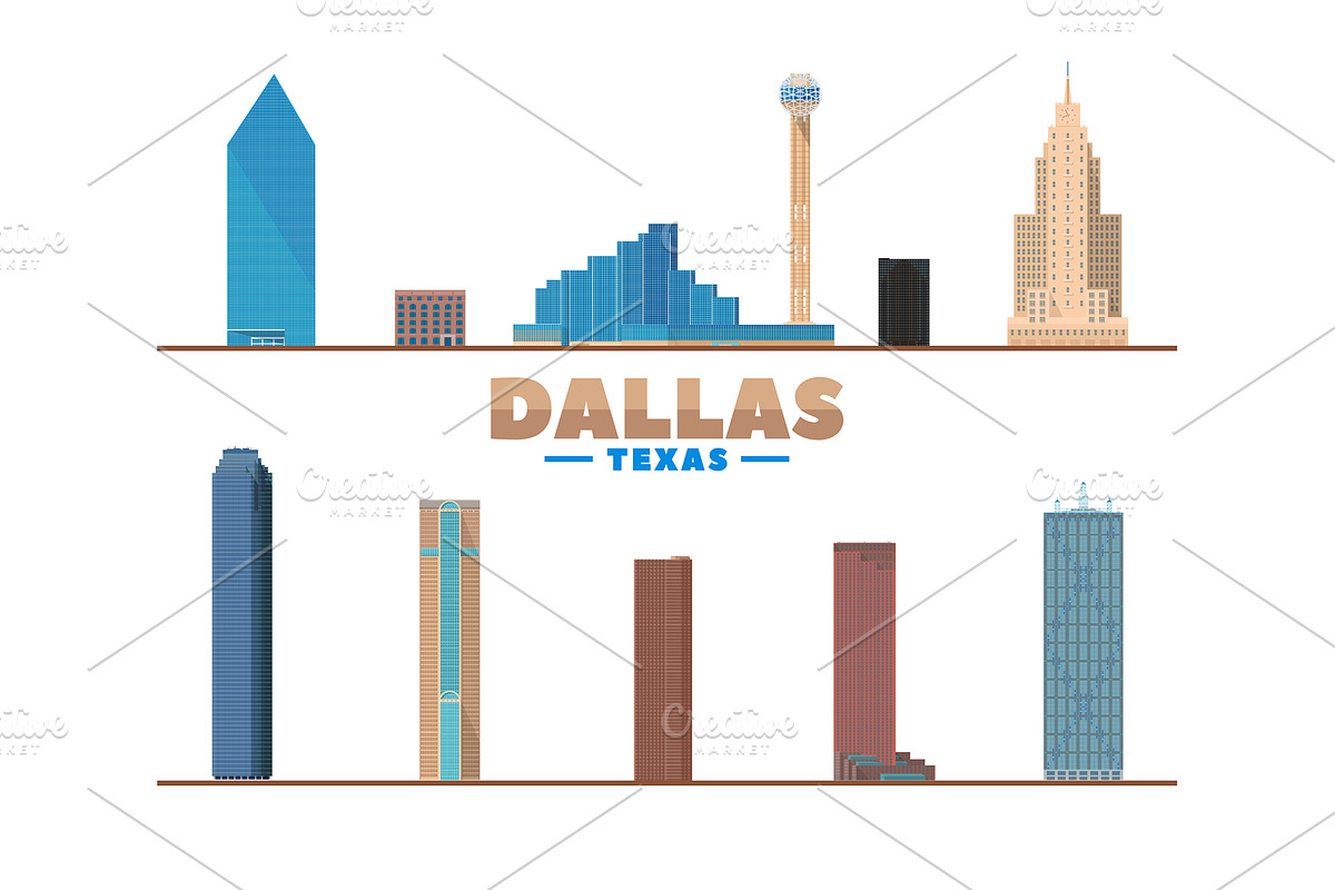 Dallas Texas skyline illustration, an Illustration by Sky and glass (Photo 6 of 6)