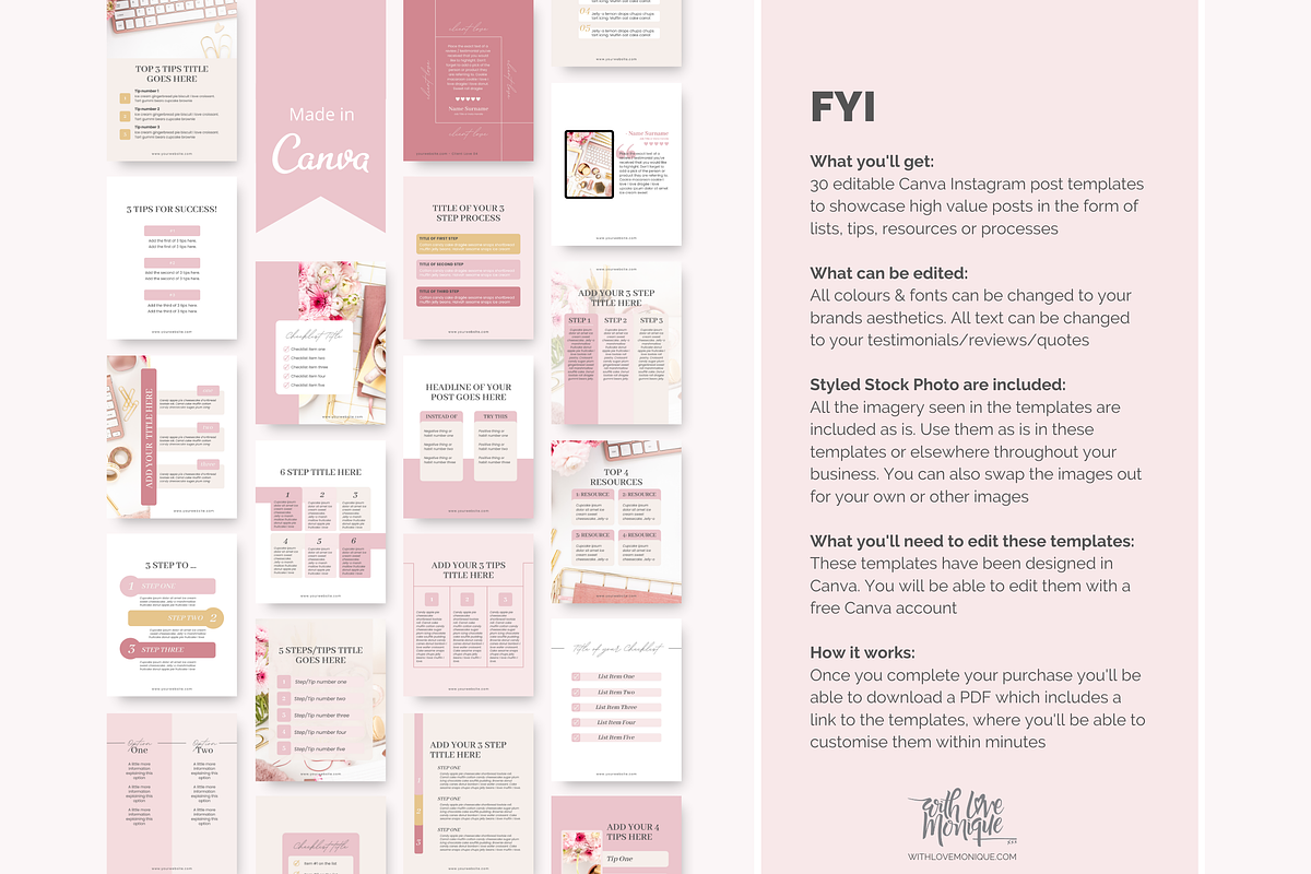 30 Instagram Post Tips Templates, a Social Media Template by With Love Monique (Photo 5 of 9)