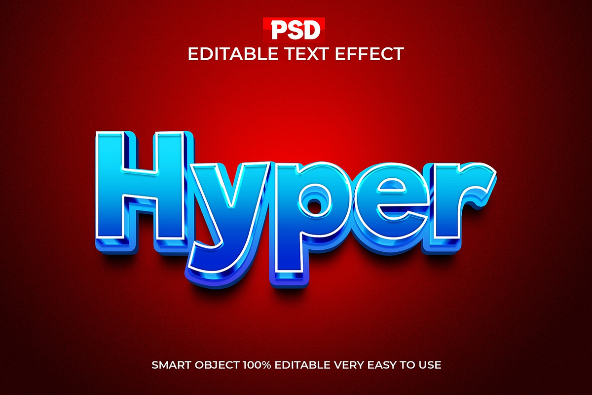 3D Hyper editable PSD text effect, a Layer Style Add-On by Design Fly