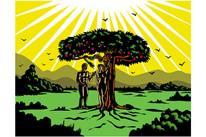 Adam and Eve in Garden of Eden WPA