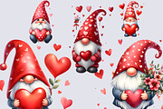 Watercolor Valentine Gnome Cliparts, a Seasonal Illustration by Dizzy Art Studio (Thumbnail 2 of 6)