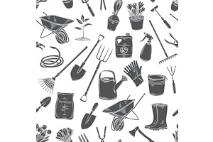 Gardening tools and plants flowers, an Object Illustration by VictoriaSergeeva