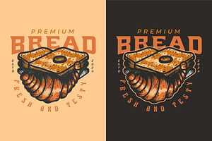 Bread vintage hand-drawn logo design, a Branding & Logo Template by Billah Hub