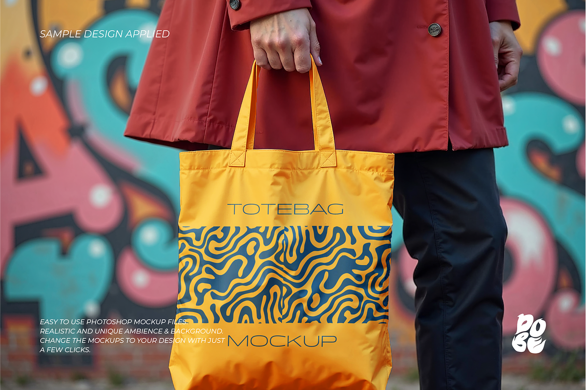 Totebag Street Mockup Set - Vol 2, a Merchandise Mockup by DOBE Studio (Photo 5 of 5)