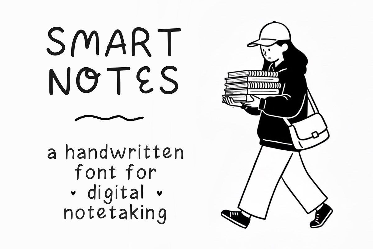 SMART NOTES - notetaking font, a Handwritten Font by Ashiya Pixel (Photo 1 of 11)