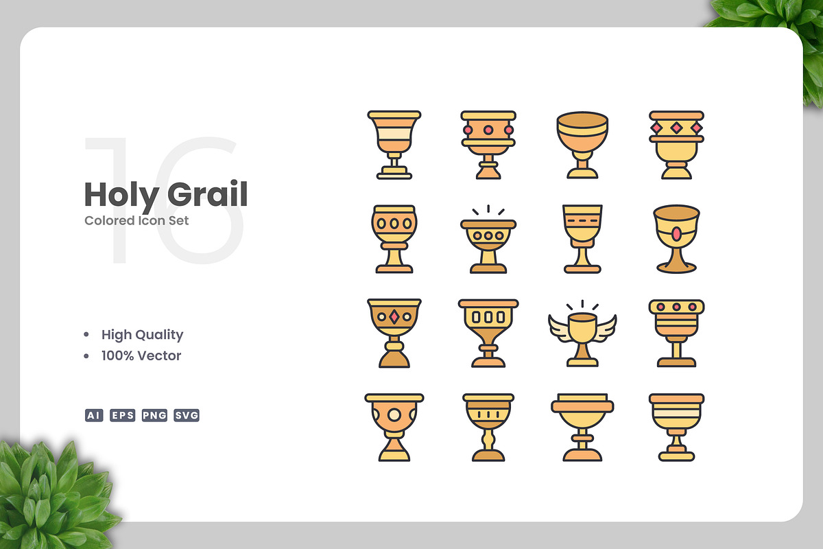 Holy Grail Colored Icons, an Icon by Upnowgraphic