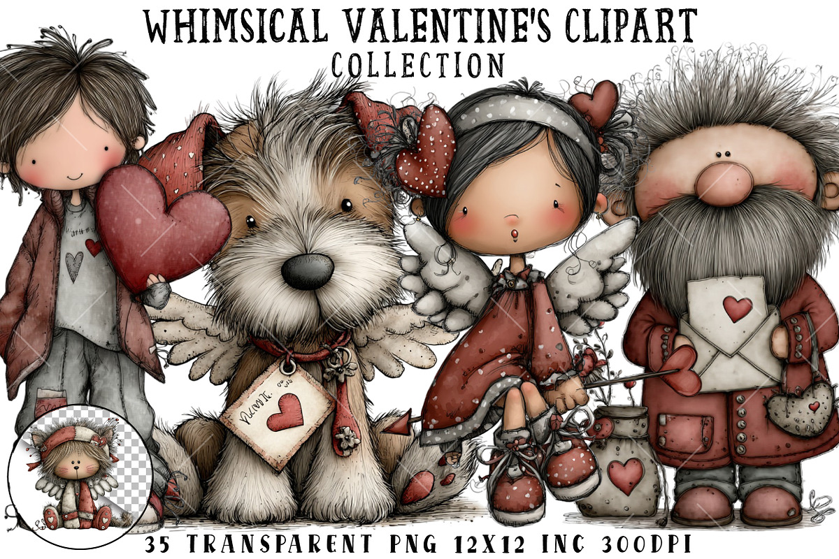 Whimsical Valentine's Clipart, an Illustration by OK Design (Photo 1 of 6)