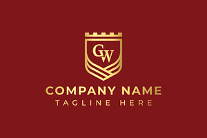 Letters GW Monogram Shield Logo