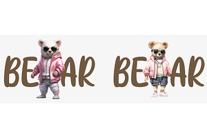 Stylish Cartoon Bears In Modern