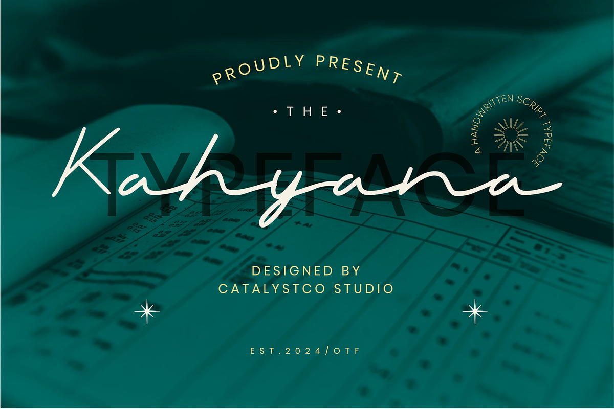 Kahyana Handwritten Script Font, a Script Font by Catalystco Studio (Photo 1 of 7)