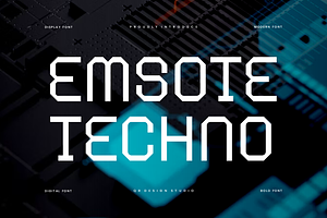 Emsote Techno Font, a Sans Serif Font by QR Design Studio