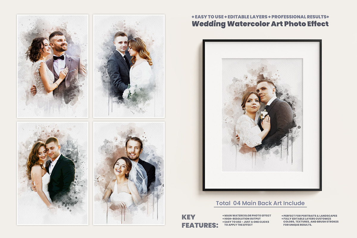 Wedding Watercolor Art Photo Effect, an Action Add-On by MRI STUDIO (Photo 1 of 13)