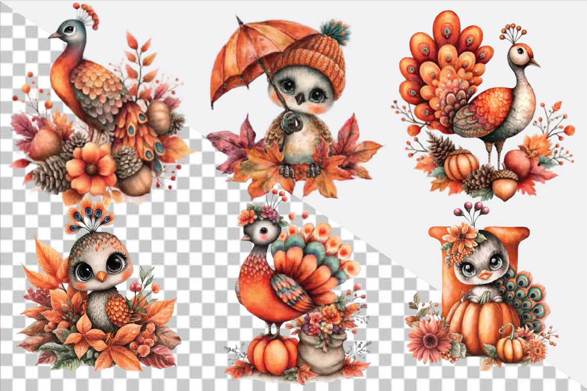 Cute Autumn Peacock Sublimation Clip, an Animal Illustration by SVGArt (Photo 2 of 9)