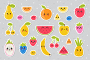 Collection of cute kawaii fruits., a Graphic by Helen Sko (Thumbnail 3 of 7)