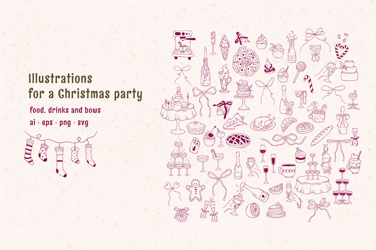 Whimsical Christmas party set, a Decorative Illustration by soboleva alya (Photo 5 of 12)