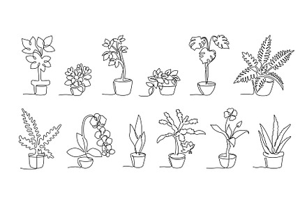 One continuous line potted plants, a Decorative Illustration by winwin.art