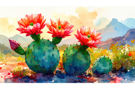 Blooming cactus with vibrant red